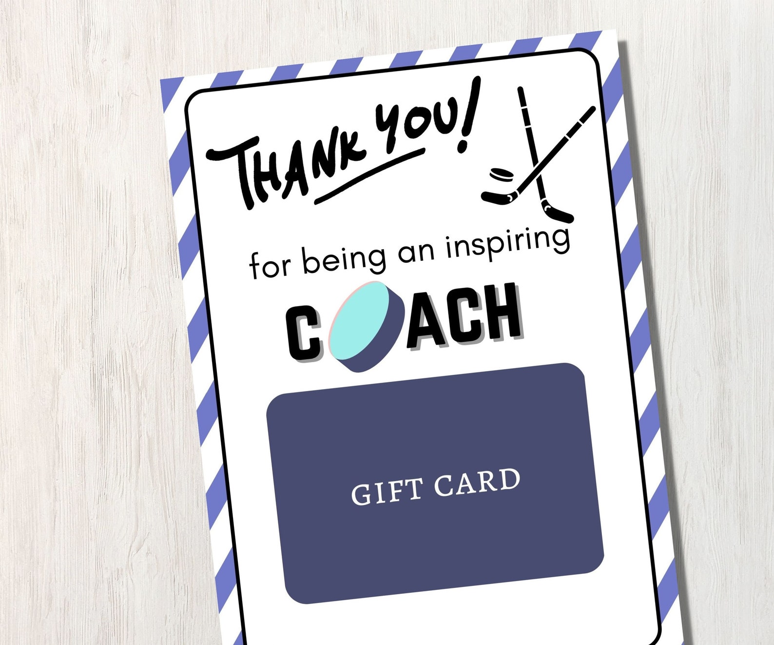 Printable Hockey Coach Gift, Printable Gift Card Holder, Hockey Coach ...