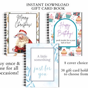 Druckbare Weihnachtsgeschenk Kartenbuch, Geschenkkarte Fotoalbum, Weihnachtsgeschenk für Teenager, Geschenkkartenhalter, Geld Halter Geschenk