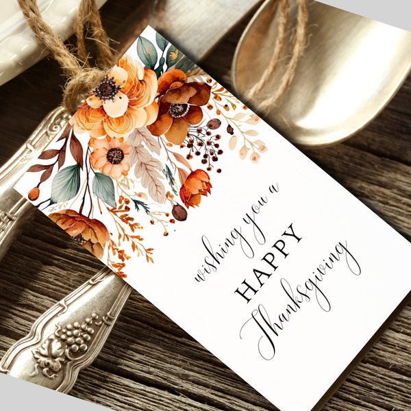 Elegant Thanksgiving Party Favor, Thanksgiving Gift Tag, Staff Thank You Gift Tag, Bread Tags, Table Cards, Table Decor, Fall Cookie Tags