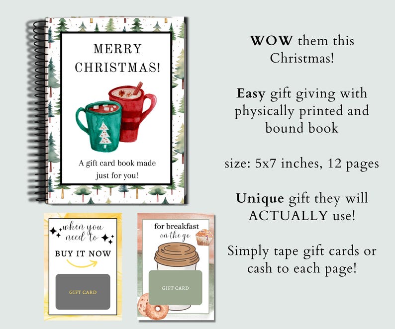 Christmas Gift Card Book, Gift For College Student, Christmas Gift For Teen, Gift For Teenage Boy, Gift Card Photo Album, Gift Card Holder zdjęcie 5