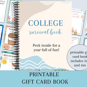 Afdrukbaar college cadeaubon boek, college survival kit, off to college cadeau voor zoon, eerste jaar college cadeau, middelbare school afstudeercadeau
