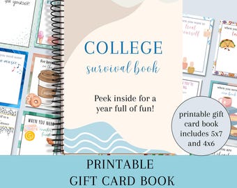 Printable College Gift Card Book, College Survival Kit, Off To College Gift For Son, First Year Of College Gift, High School Graduation Gift