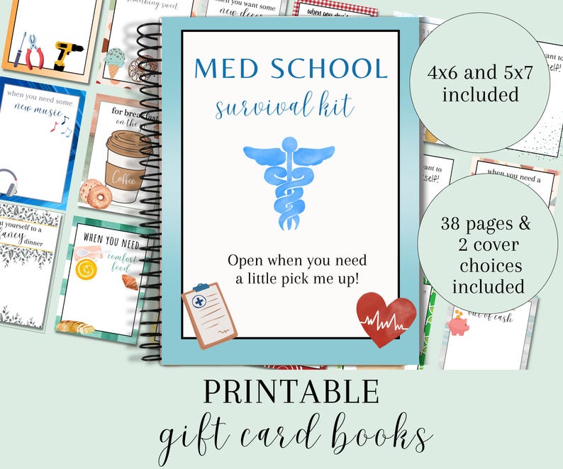 Med School Gift Card Book, Med School Survival Kit, Acceptance Gift, Med Student Gift, Gift Card Holder, Medical School Care Package image 8