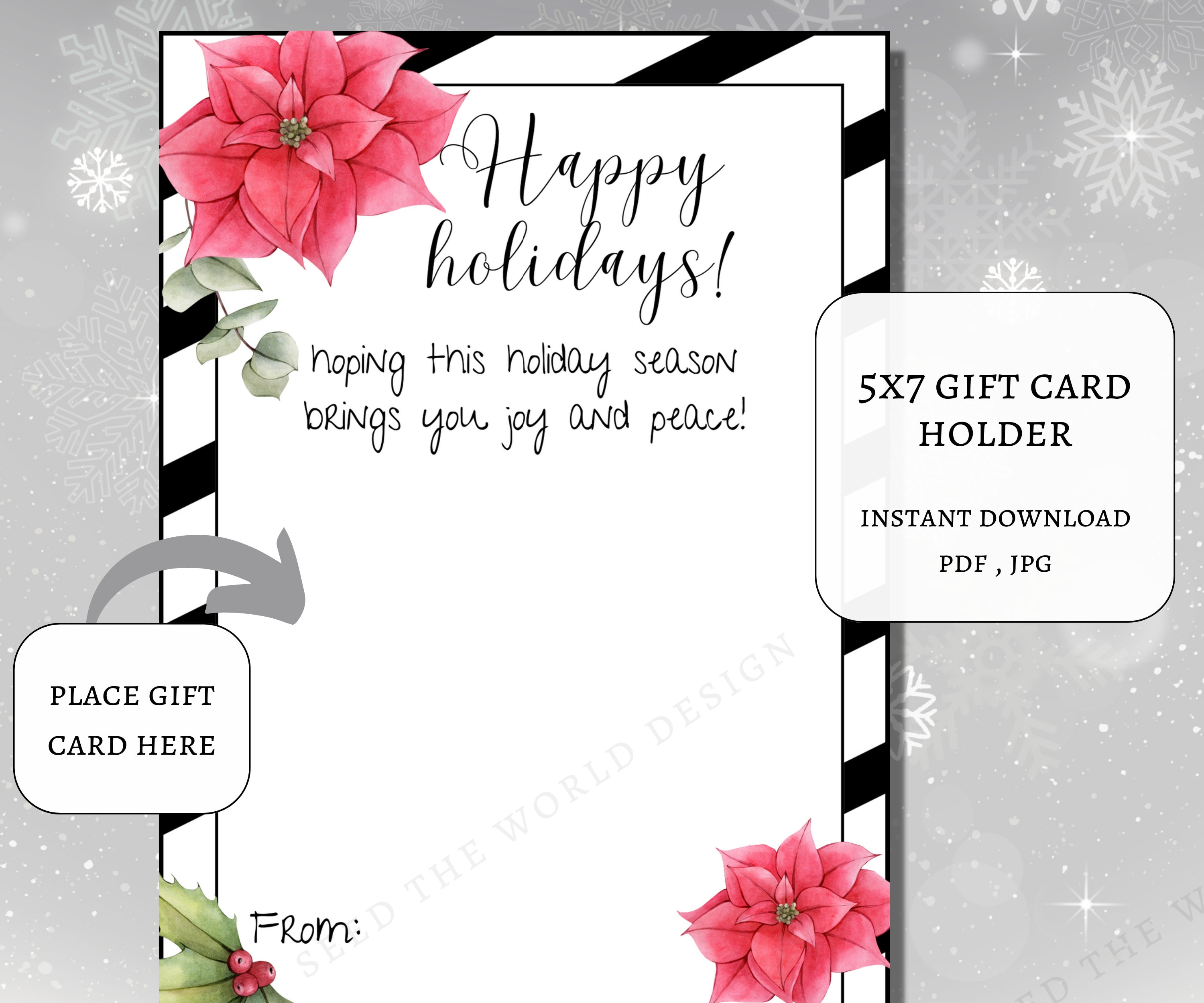 Christmas Gift Card Holder Printable Christmas Gift for - Etsy