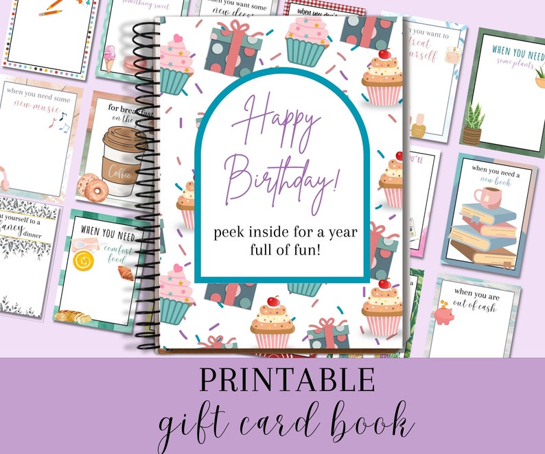 Printable Birthday Gift Card Book, Birthday Gift for Sister, Gift for ...