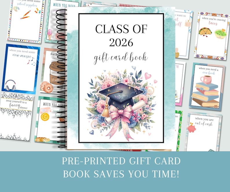 Libro de tarjetas de regalo de graduación, regalo de graduación universitaria para hija, graduación de secundaria, promoción de 2026, álbum de tarjetas de regalo imagen 2