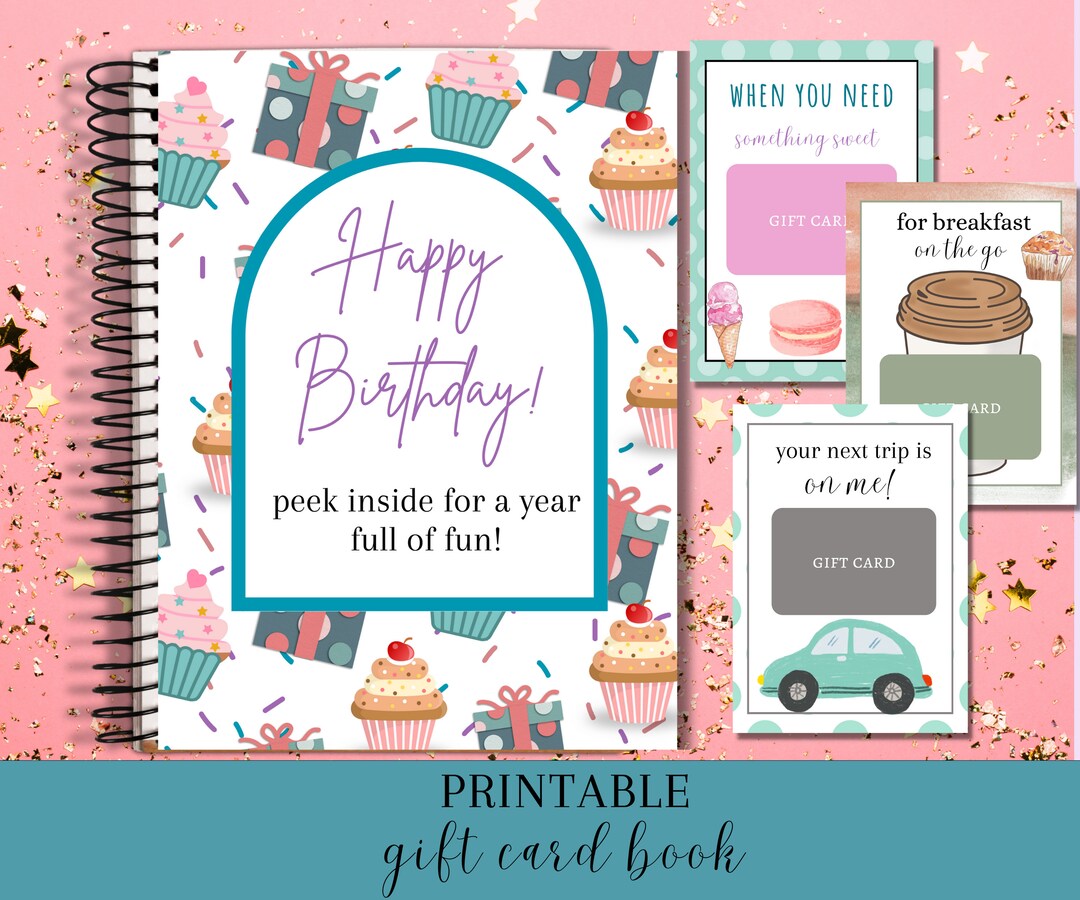 Printable Birthday Gift Card Book, Birthday Gift for Sister, Gift for ...