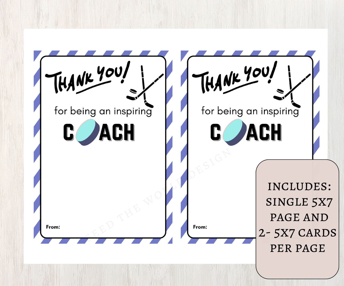 Printable Hockey Coach Gift, Printable Gift Card Holder, Hockey Coach ...