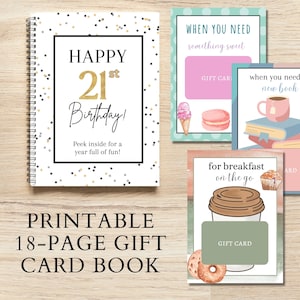 Druckbares Geschenk Karte Buch, 21. Geburtstagsgeschenk für sie, Geschenk für Tochter, Geschenk für Studenten, 21 Geburtstag Geschenk, Geschenkkarte Fotoalbum