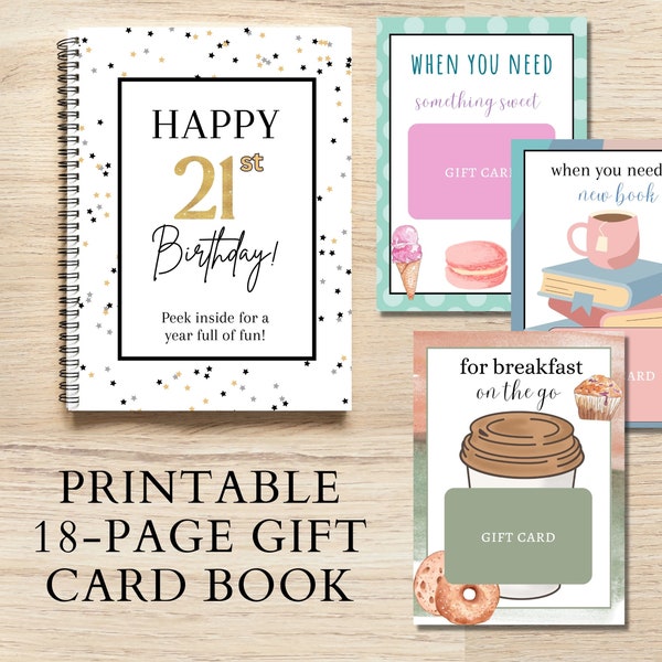 Printable Gift Card Book, 21st Birthday Gift For Her Classy, Gift For College Student, Gift For Daughter, Gift Card Photo Album
