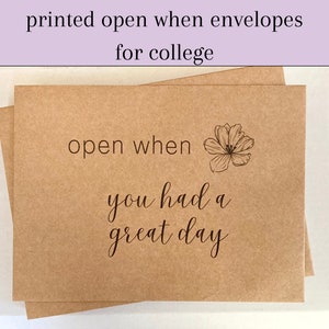College Care Package, Open When Envelopes For College, Open When Cards, Off To College, Gift For Daughter, High School Graduation Gift
