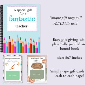 Teacher Appreciation Gift Card Book, End of Year Gift for Teacher ...