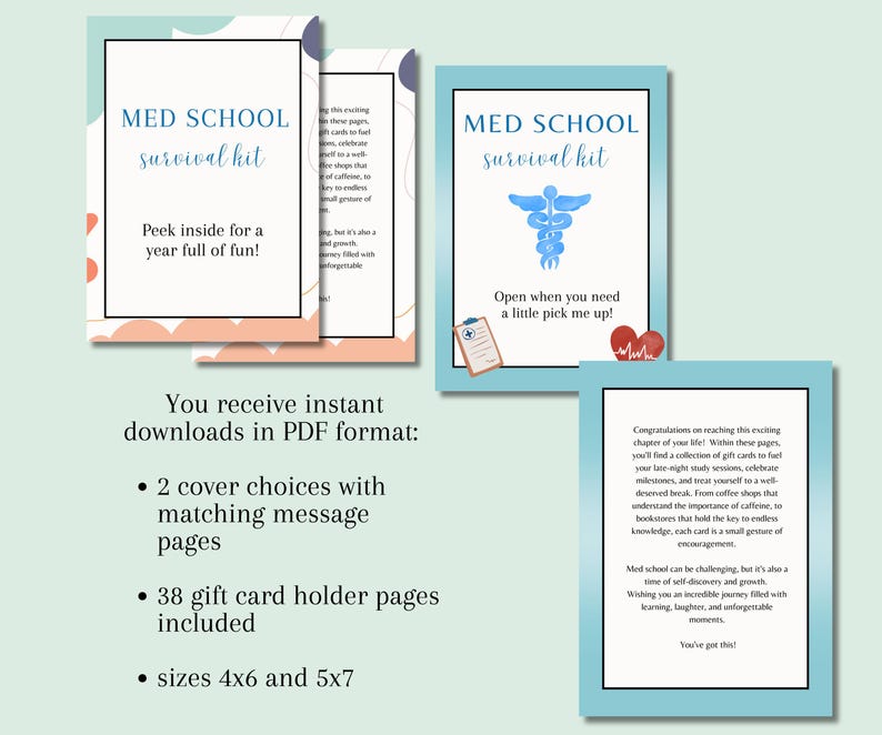 Med School Gift Card Book, Med School Survival Kit, Acceptance Gift, Med Student Gift, Gift Card Holder, Medical School Care Package image 6
