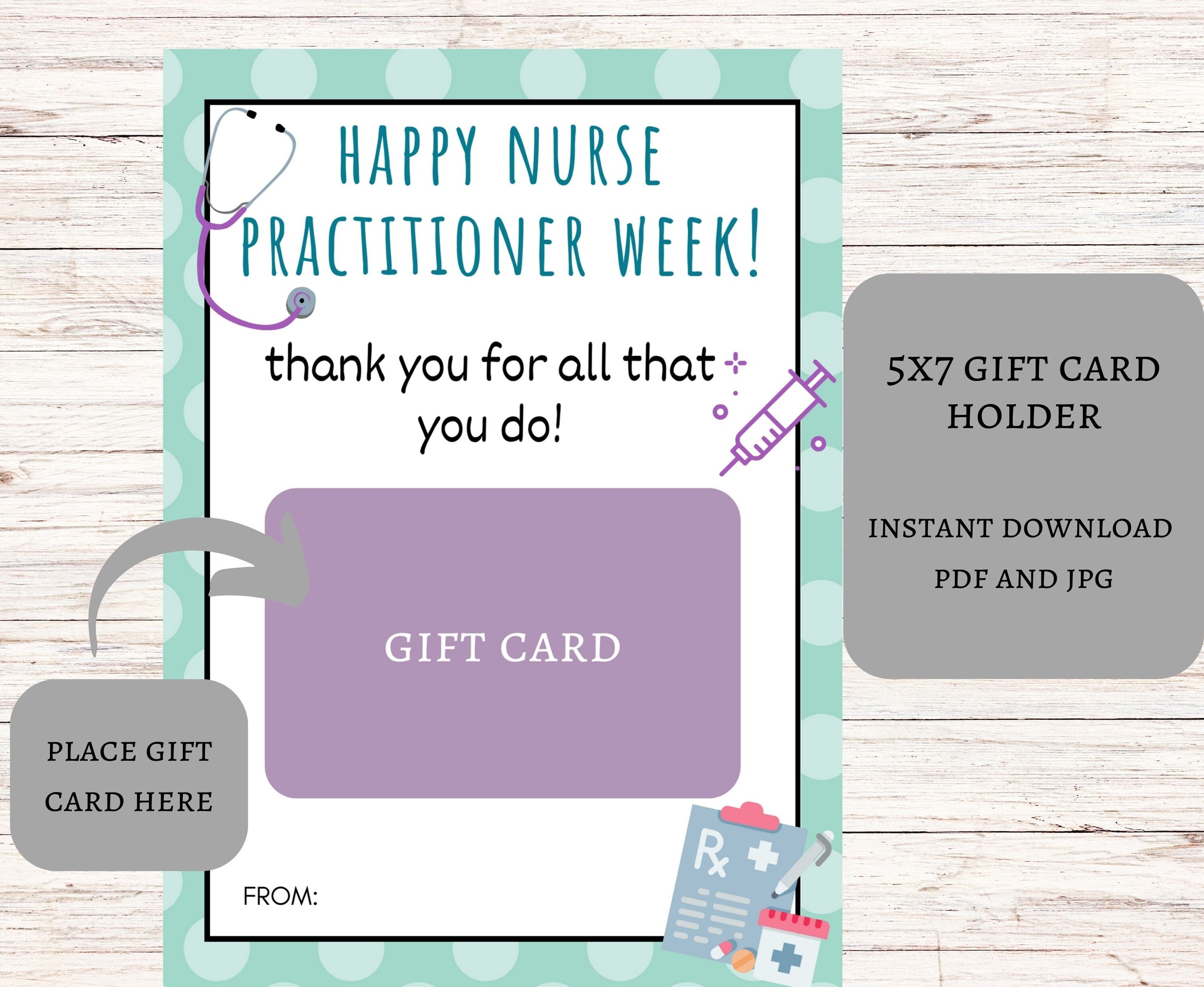 Happy Nurse Practitioner Week, Printable Gift Card Holder, NP Week Gift