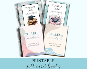 Printable Graduation Gift Card Book, College Survival Book, High School Graduation Gift, Gift Card Album, College Gift Card Book