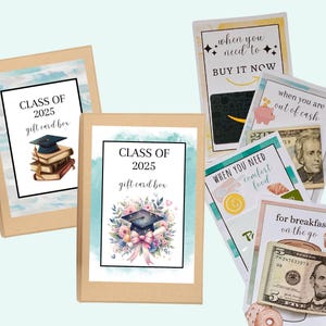 Scatola regalo per biglietti di laurea stampabile, libro di biglietti di auguri, regalo di laurea per figlio, regalo di laurea, porta soldi, diplomato