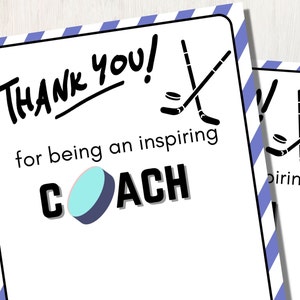 Printable Hockey Coach Gift, Printable Gift Card Holder, Hockey Coach ...