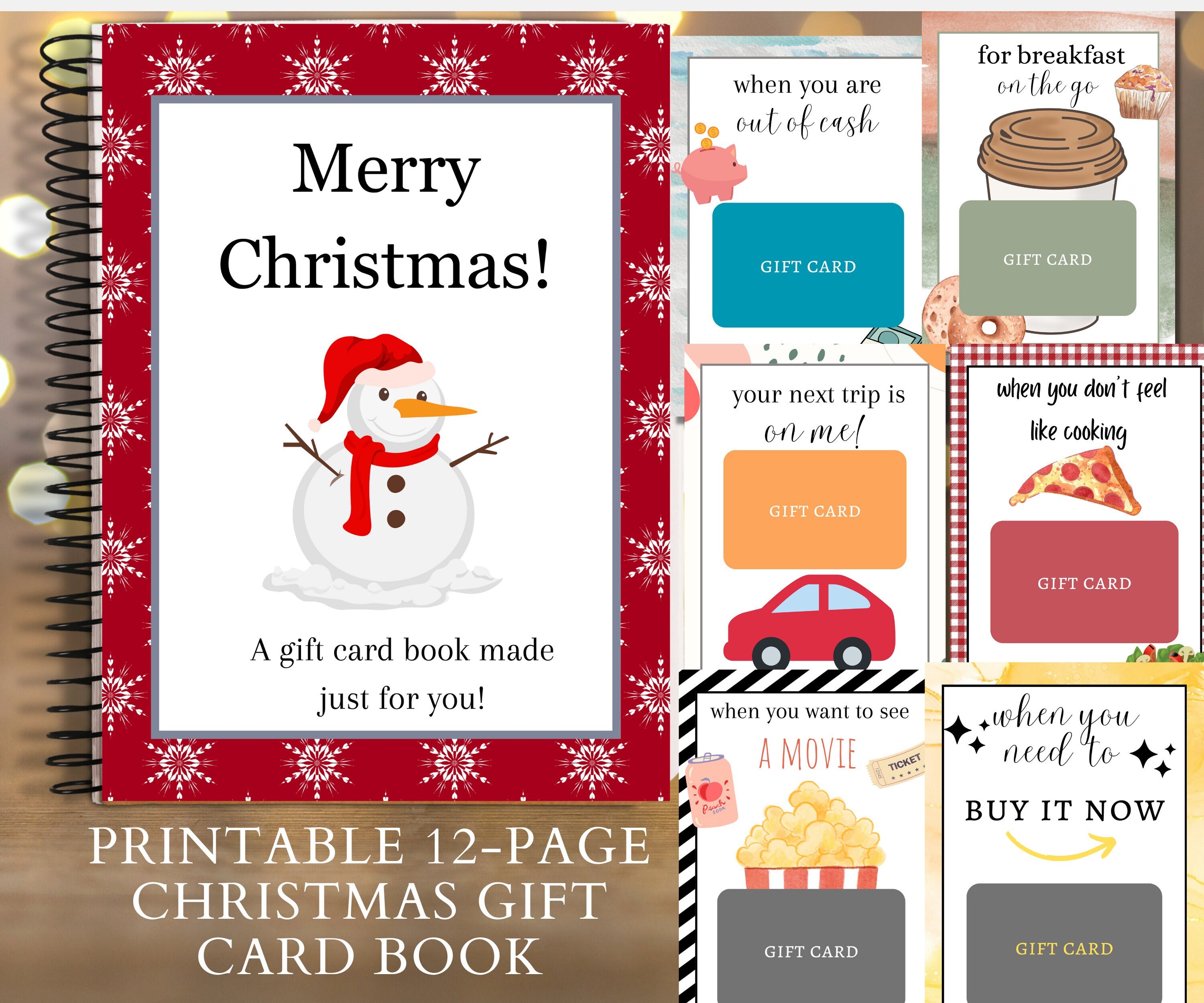 Christmas Gift Card Book, Gift for College Student, Gift for