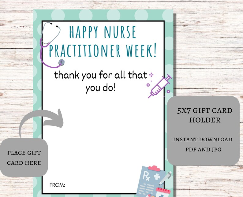 Happy Nurse Practitioner Week Printable Gift Card Holder NP Week Gift