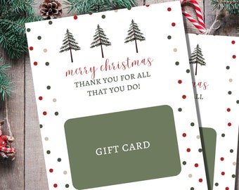 Christmas Gift Card Holder Printable, Teacher Christmas Gift, Daycare Teacher Gift, Thank You Gift Card Holder, Employee Appreciation Gifts