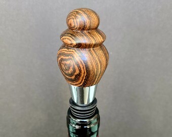 Bouchon de bouteille en bois-Bocote Bois-Main tourné-Fait à la main