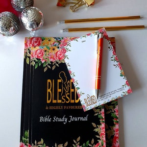 Devotional gift set for women: 8x 10 prayer journal &  6 x 9 bible study journal, guided questions, scriptures, ideal for personal or group
