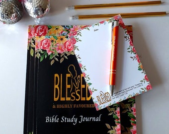 Devotional gift set for women: 8x 10 prayer journal &  6 x 9 bible study journal, guided questions, scriptures, ideal for personal or group