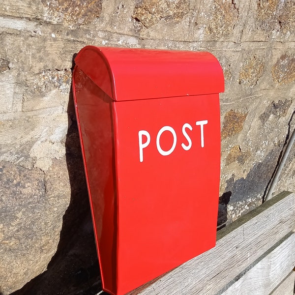 Red post box mailbox vintage enamel