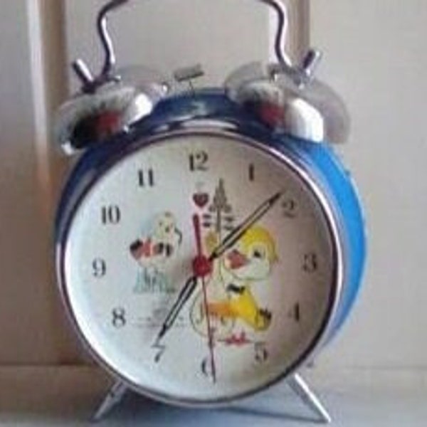 Vintage alarm clock working 1960s wind up alarm clock bells on top Cute animated