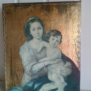 Vintage print of the Madonna and child beautiful Relgious decor