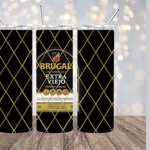 3 Files Fondo Negro & 2 Marrón Brugal Extra Viejo 20oz skinny tumbler wrap PNG Digital file /  BLACK Background