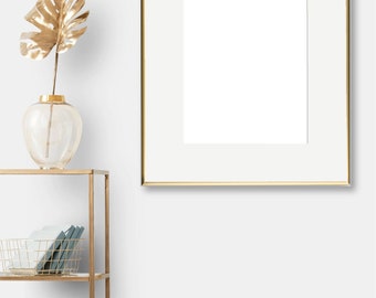 Satin gold metal picture frame thin minimalist Scandinavian modern mid-century boho poster frame nursery frame wedding 9x12 11x14 12x16