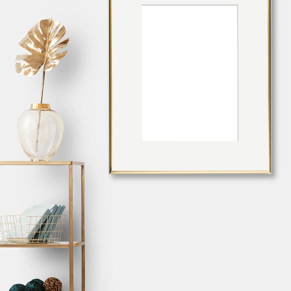 Satin gold metal picture frame thin minimalist Scandinavian modern mid-century boho poster frame nursery frame wedding 9x12 11x14 12x16