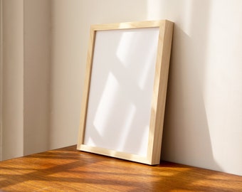 Deep natural wood picture frame thin minimalist Scandinavian modern mid-century classic traditional neutral rustic custom 11x14 9x12 16x20