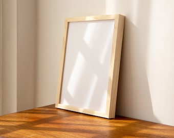Natural Wood Picture Frame: Thin Minimalist Style, Custom Sizes