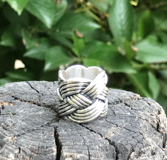 Heavy Woven Ring 925 Sterling Silver Mexico Artisan Handmade - Etsy