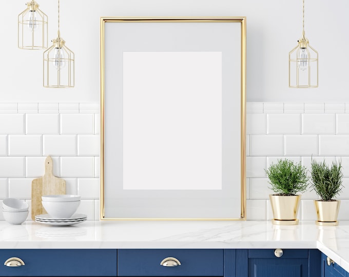 Polished gold metal frame thin minimalist Scandinavian modern coastal boho classic mid-century glam wedding holiday gift 8x10 9x12 11x14