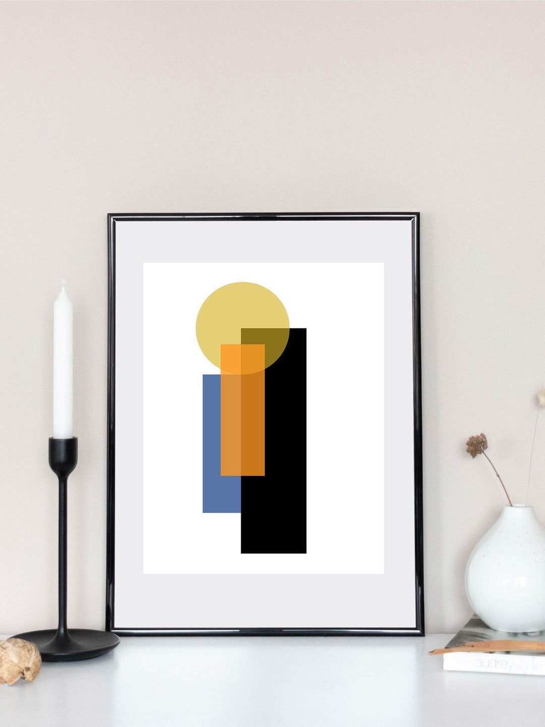 Abstract Geometric Art Print: Mid Century Modern Bauhaus Style Wall ...