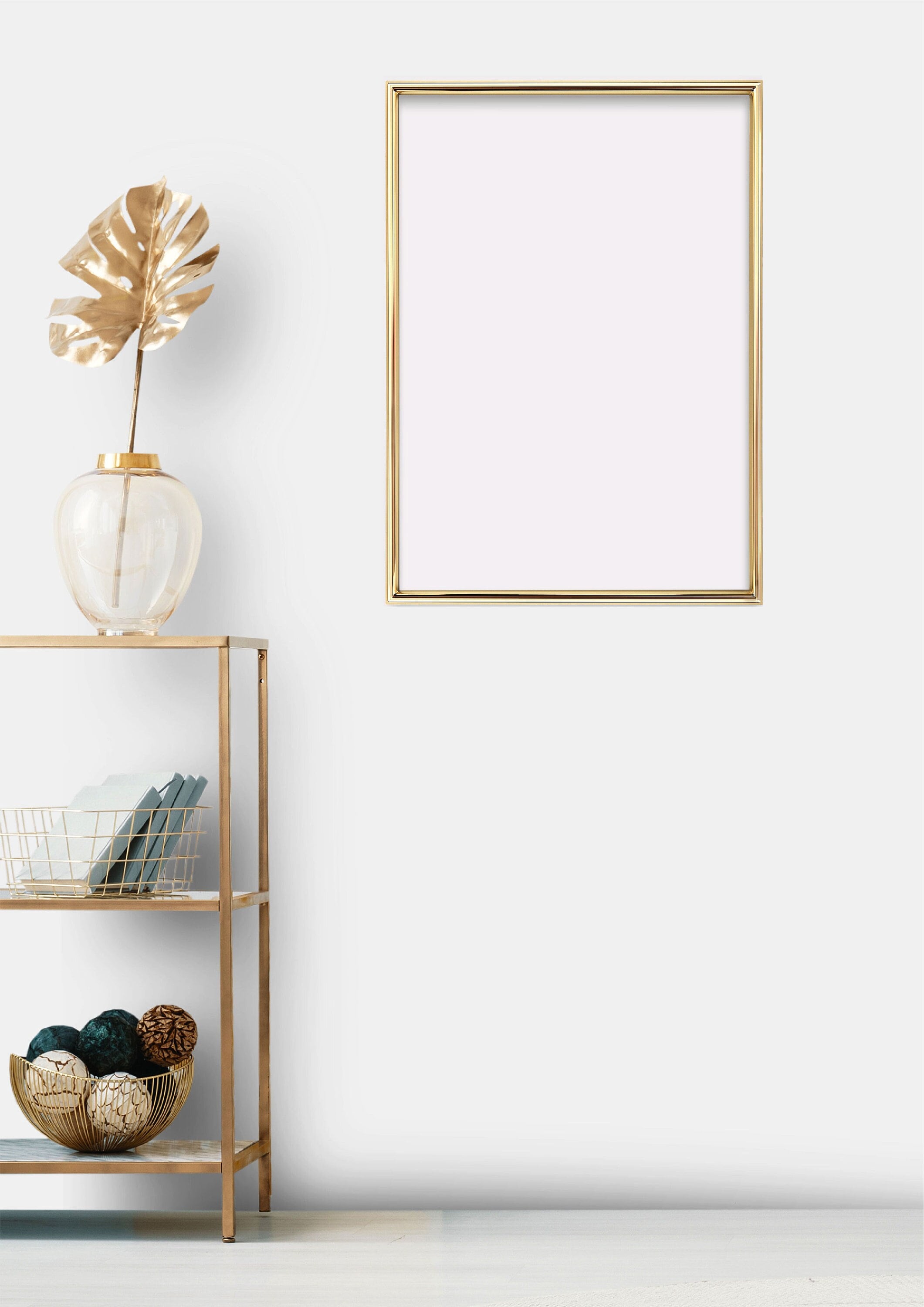 Gold Metal Picture Frame: Thin Modern Minimalist Style