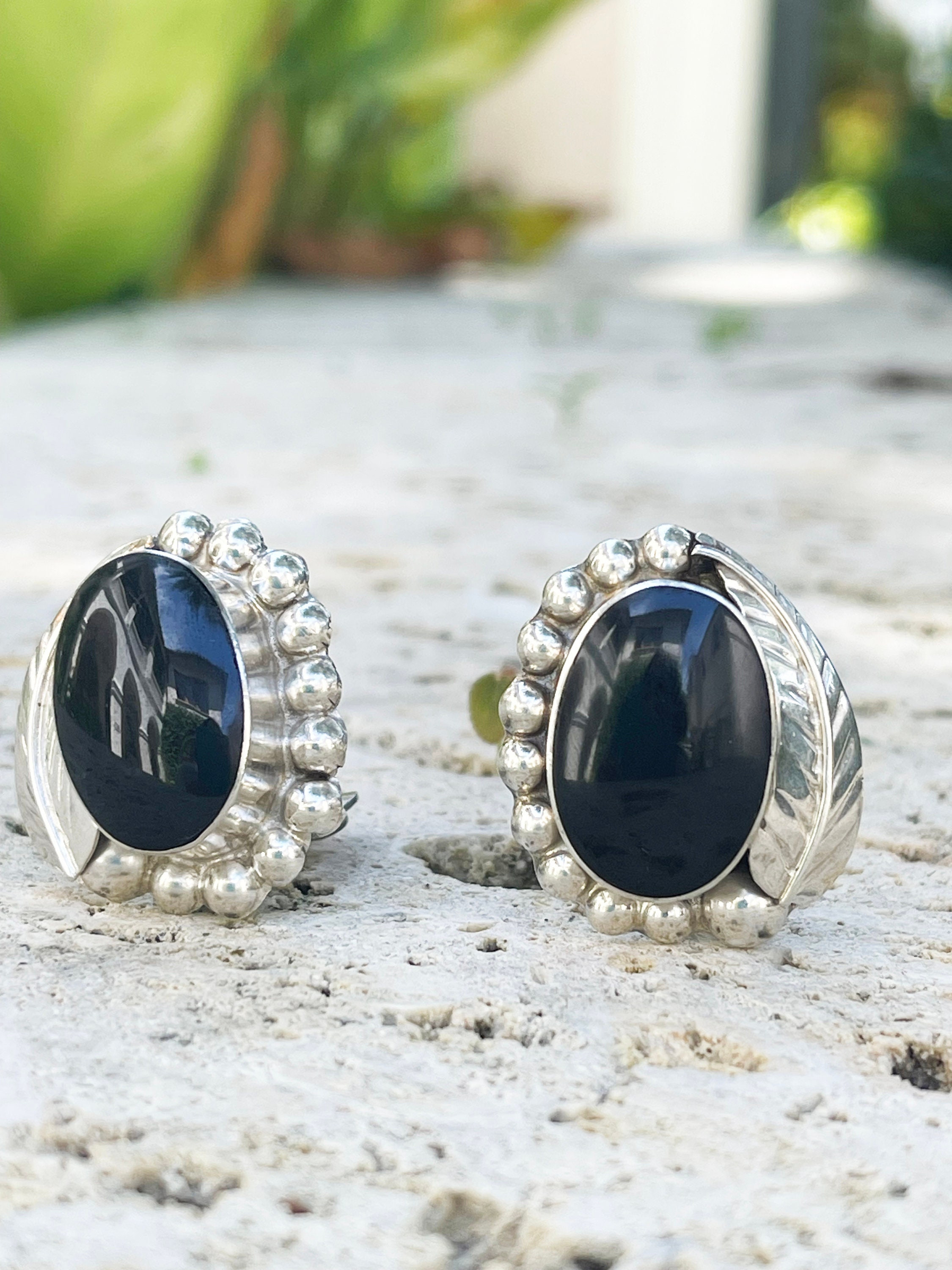 Vintage Taxco 925 Mexico Black Onyx Clip on Earrings - Etsy Taxco Mexico Earrings 925 Sterling Silver Vintage Black Onyx Clip On hectagon main image 2