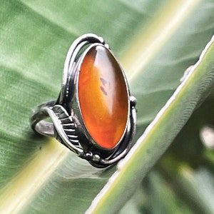 Vintage Baltic Amber Sterling Silver Ring: Shabby Chic Boho Statement