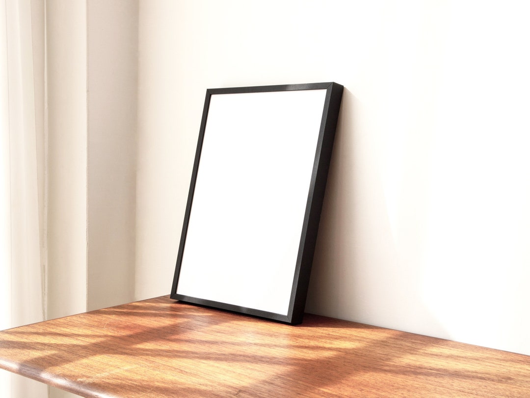 Deep Black Frame Thin Natural Wood Midcentury Scandinavian Modern