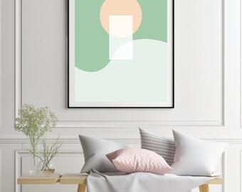 Green Wave Digital Download Modern Wall Art Minimalist Mid Century Printable Poster Abstract Print Nursery Decor Boho Coastal Beach Style