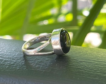 Vintage Black Sterling Silver 925 Ring Small Everyday Ring, Modern Ring, Minimalist Ring Artisan Cocktail Small Everyday Ring Size 7.5 US