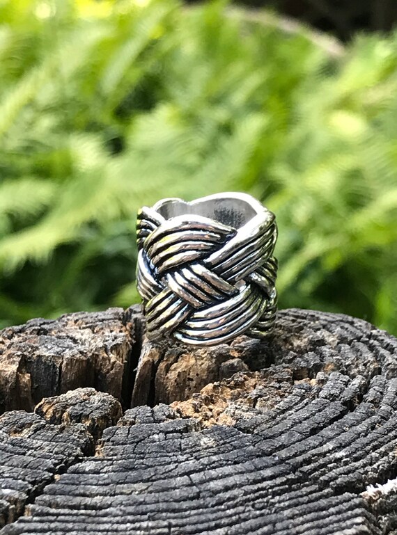 Heavy Woven Ring 925 Sterling Silver Mexico Artisan Handmade - Etsy