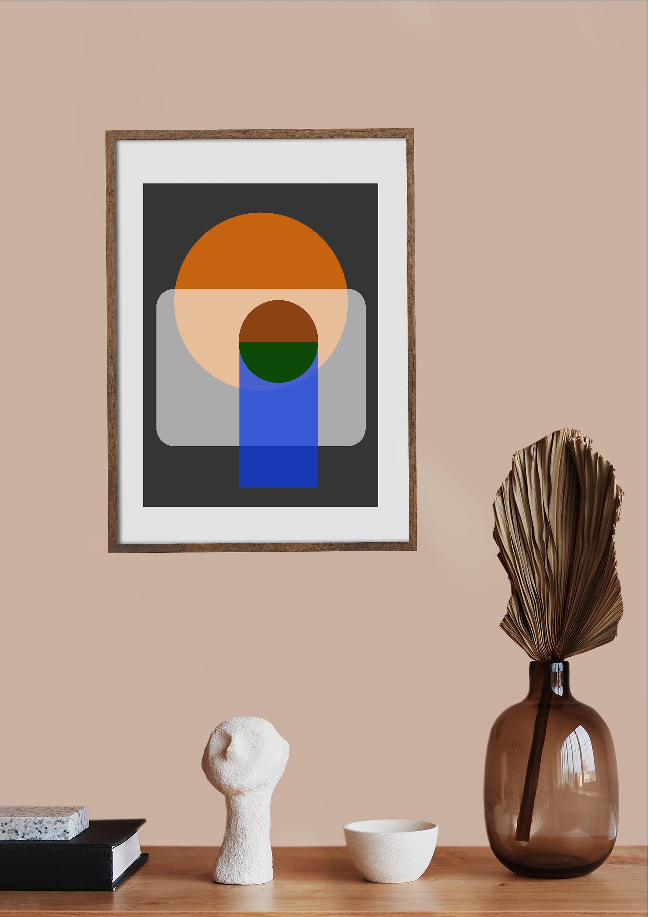 Mid Century Modern Geometric Art Print: Abstract Bauhaus Style Decor ...