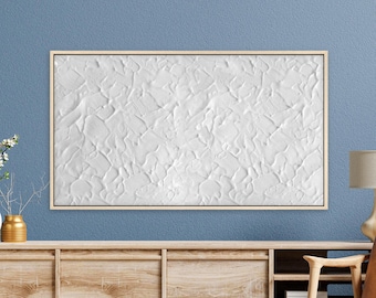 White Texture TV Art: Thick Painting Abstract Gesso 3D, Digital Wallpaper Download