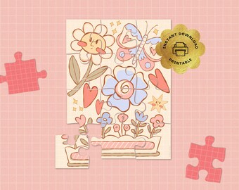 Rompecabezas para niños pequeños, imprimible, juego de actividades divertido, de 2 a 4 años, descarga instantánea, lindas ilustraciones, juegos estéticos para niños
