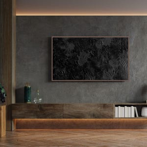 Black Textured Abstract Art for Samsung Frame TV: Luxurious, Moody, Dark Canvas (Digital Download)