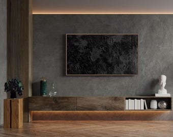 Black Textured Abstract Art for Samsung Frame TV: Luxurious, Moody, Dark Canvas (Digital Download)